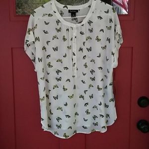 Nue Options butterfly print shirt.